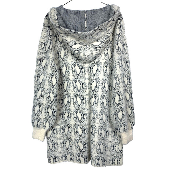 Buckle Black Snakeskin Print Open Front Long Cardigan Size Small - Picture 5 of 6